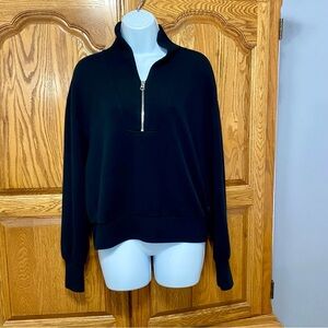 Varley Women’s Davidson DoubleSoft Half Zip Sweatshirt Black LS Sweat Sz Medium